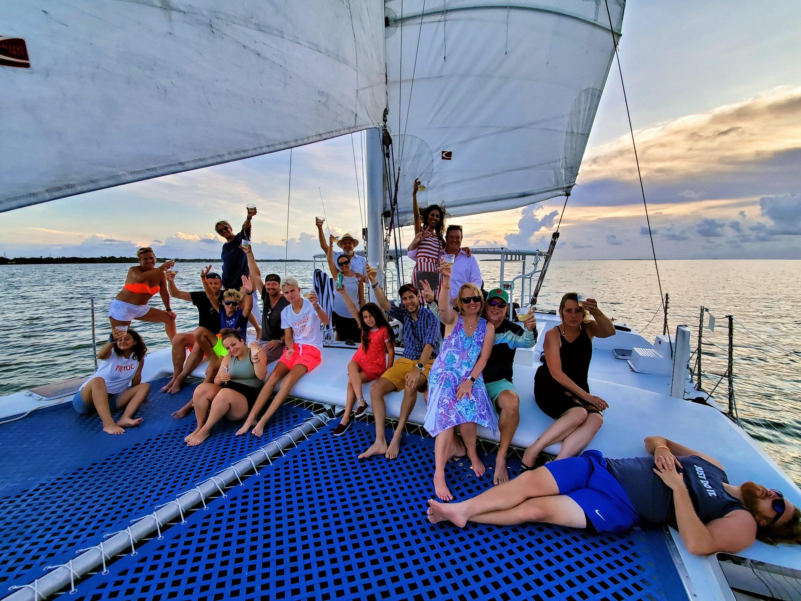 Kids snorkeling for the first time from a private Key Largo catamaran