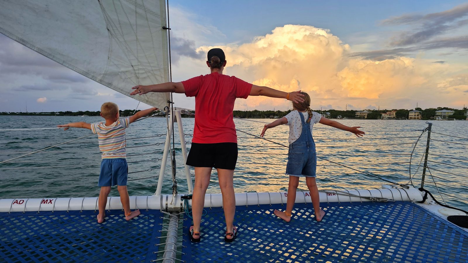 A multi-generation family celebrating together on a private Key Largo sail