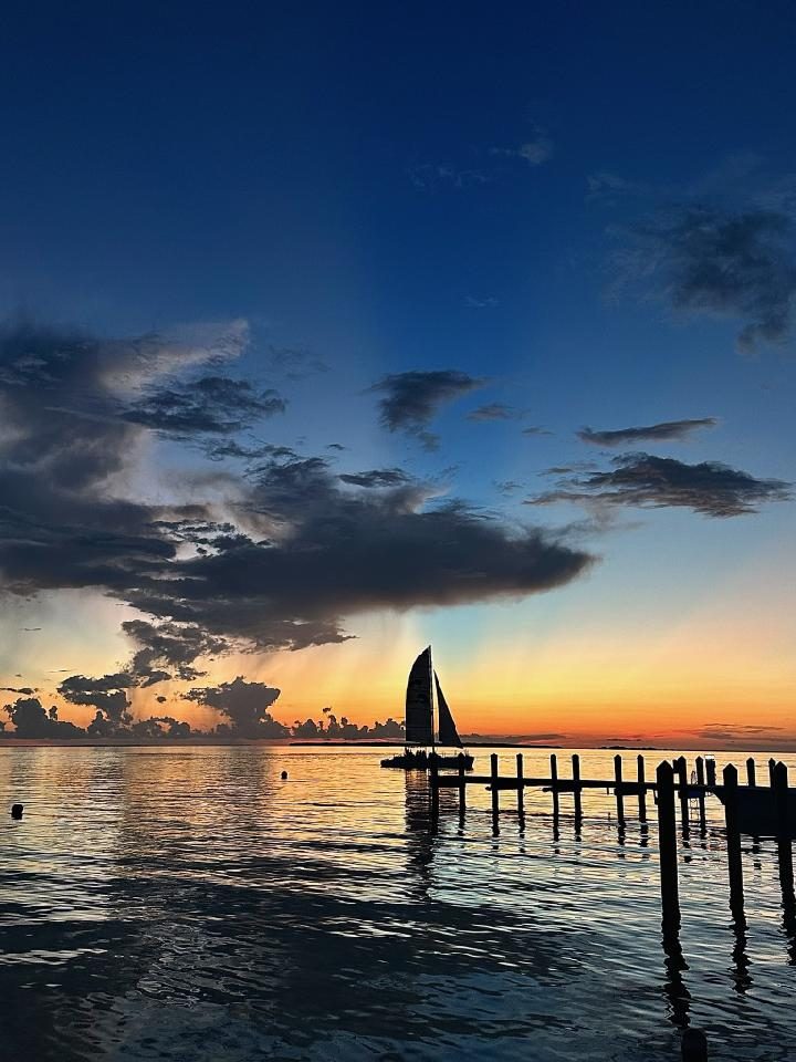 A peaceful New Year sunrise over calm water in the Florida Keys